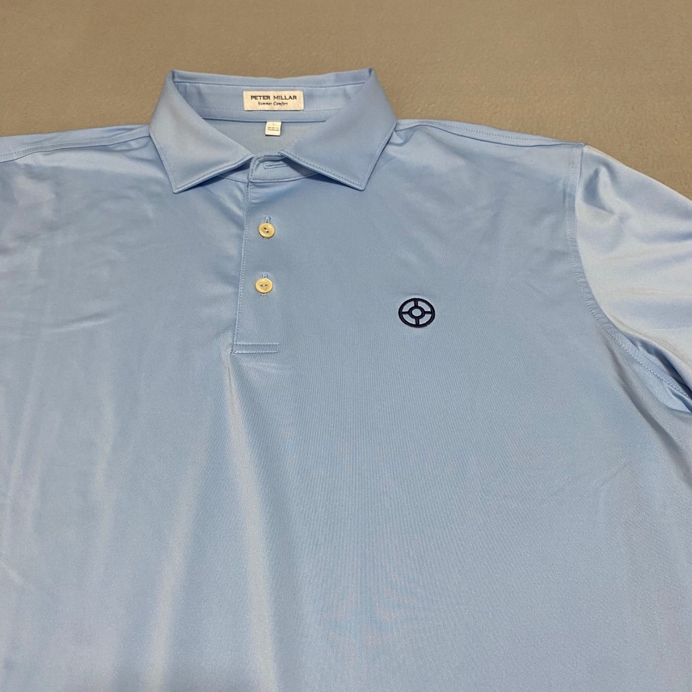 Peter Millar The Grove XXIII Summer Comfort Polo Shirt Mens L Blue Short Sleeve - Picture 9 of 10